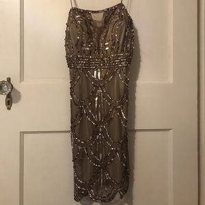 Purple sequin cocktail dress